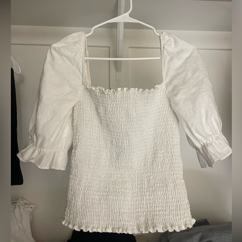 Reformation white linen top M